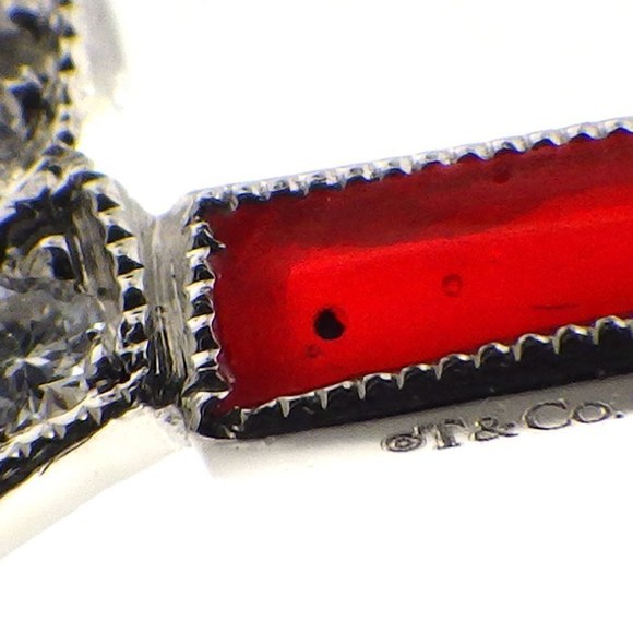 Tiffany Pendant I Love You Diamond Red Enamel Platinum - Picture 4 of 7